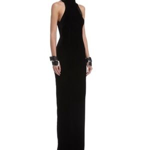 Carole Little Like New Elegant Black Velvet Sleeveless Long Formal Dress Sz 14